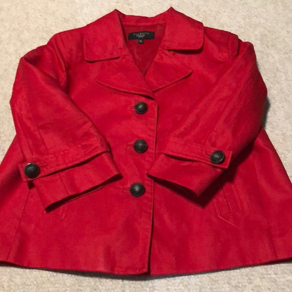 Talbots red linen blazer with pleated back - Picture 14 of 16